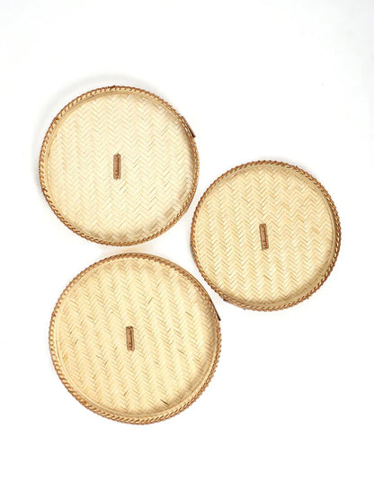 Bambustablett | Cane Geschenkkorb Tablett 3er Set