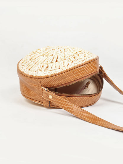 Round Raffia Sling Bag | Crossbody Sling Bag