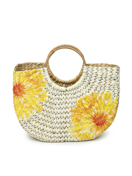 Handwoven Seagrass Beach Tote for Shopping, Storage & Markets