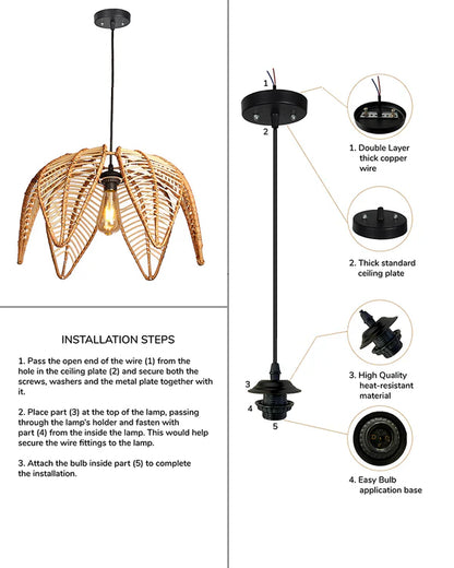 Minimalist Rattan Ceiling Light for Balcony and Living Room