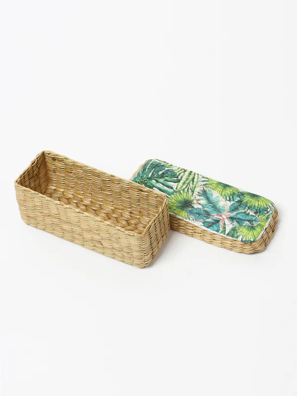 Handwoven Long Seagrass Storage Box for Scarves, Accessories & Small Items