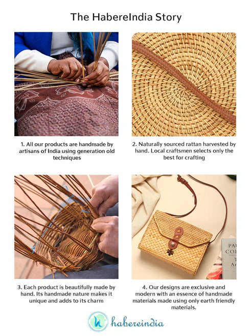 Natural Rattan Round Crossbody Bag for Summer, Festivals and Outdoor Use