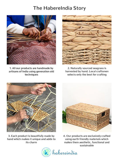 Eco-Friendly Seagrass Lid Box for Scarves, Belts & Wardrobe Essentials