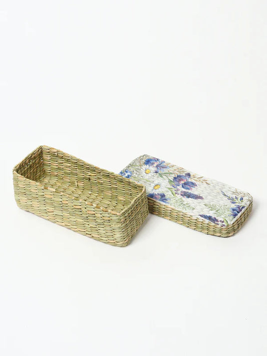 Handmade Long Seagrass Lid Box for Closet & Wardrobe Organization