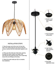 Rustic Bamboo Hanging Lamp for Home Decor and Hall