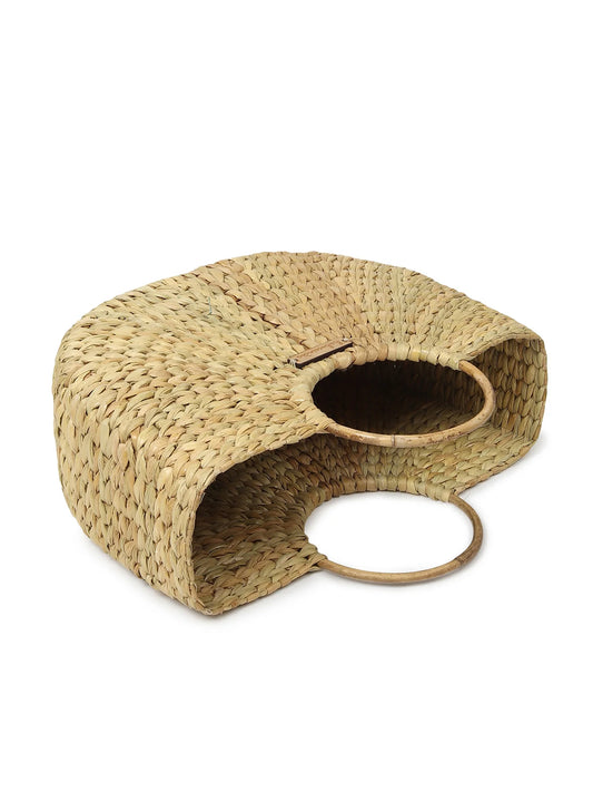 Handmade Seagrass U-Shape Tote Bag for Beach, Storage