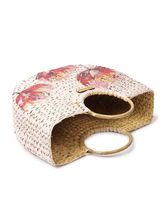 Handmade Seagrass Half Moon Tote Bag for Storage, Shopping