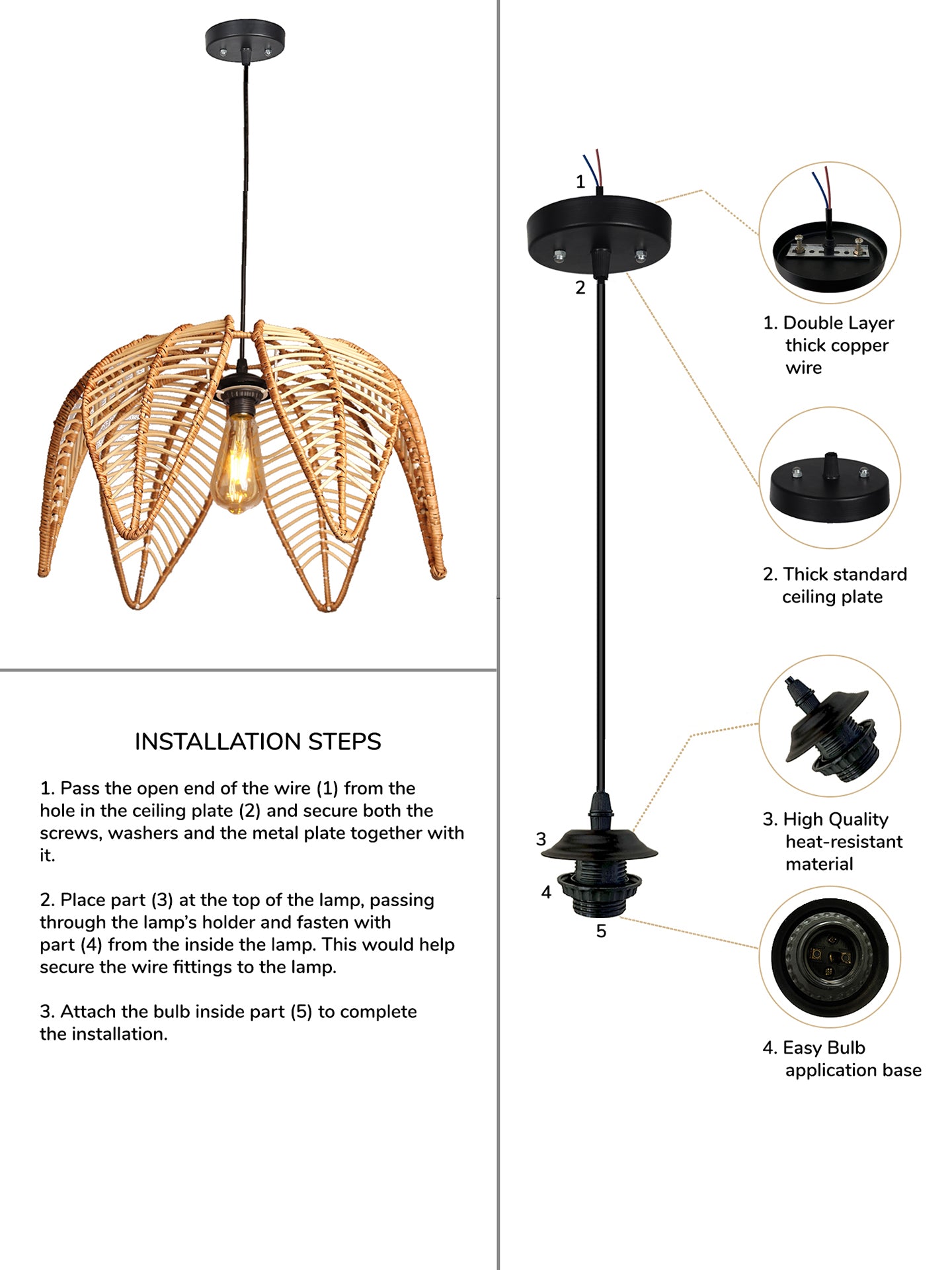 Bamboo Table Lamp | Rattan Tabletop Lamp
