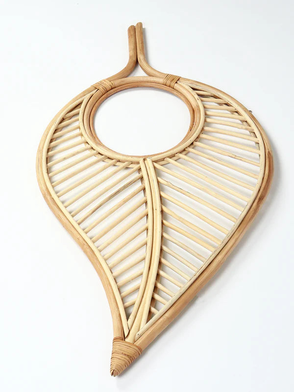 Natural Rattan Frame Wall Mirror for Living Room, Bedroom, and Entryway