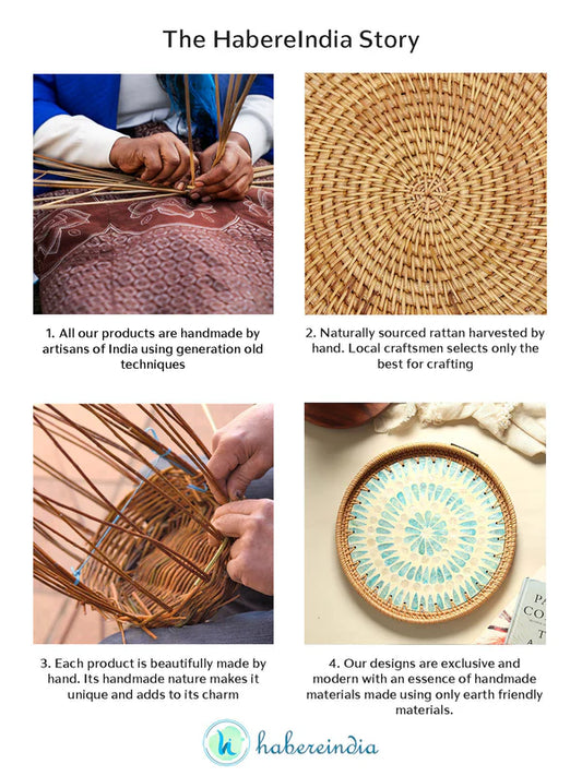 Plateau Canne Rond - Mosaïque Cercle Bleu