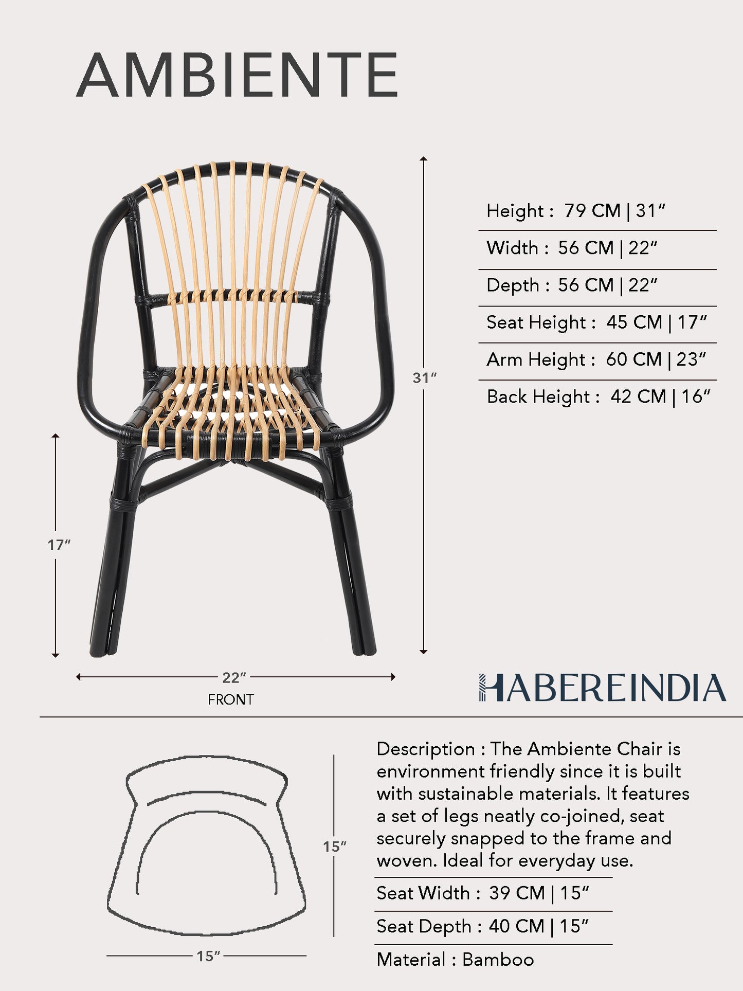 Ambiente Bamboo Chair | Rattan Chair | Cane Furniture
