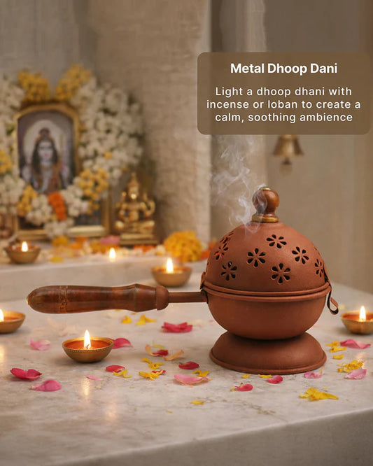 Aarti Metal Dhoop Dani for Pooja Essentials and Daily Worship
