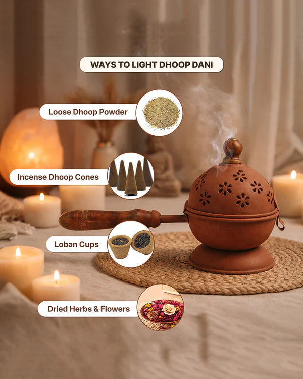 Aarti Metal Dhoop Dani for Pooja Essentials and Daily Worship