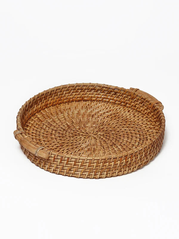 Multipurpose Rattan Tray for Serving Snacks, Drinks, and Stylish Home Decor