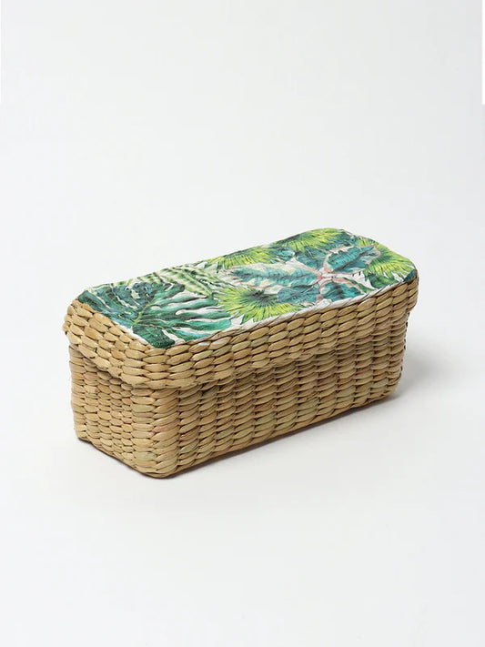 Handwoven Long Seagrass Storage Box for Scarves, Accessories & Small Items