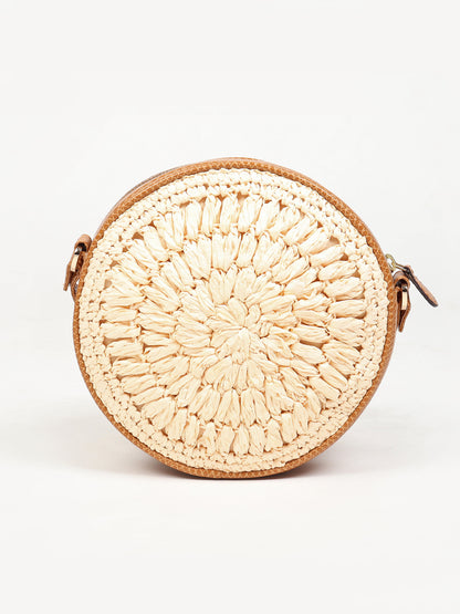 Round Raffia Sling Bag | Crossbody Sling Bag