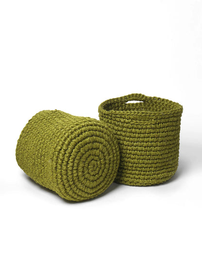 Set of 2 Soft Cotton Basket for Plants, Books, or Blankets