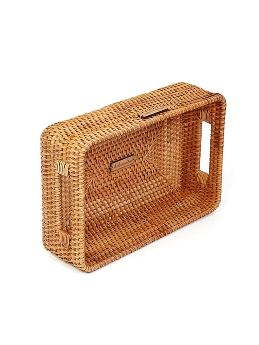 Rustic Handmade Rattan Tray for Functional Storage and Stylish Home Decoration