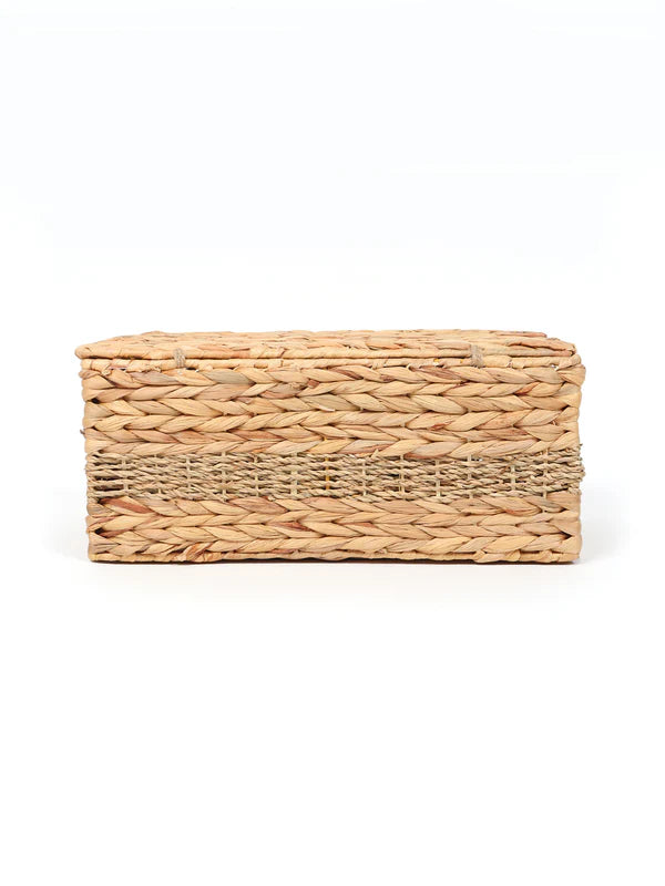 Eco-Friendly Seagrass Lid Box for Scarves, Belts & Wardrobe Essentials