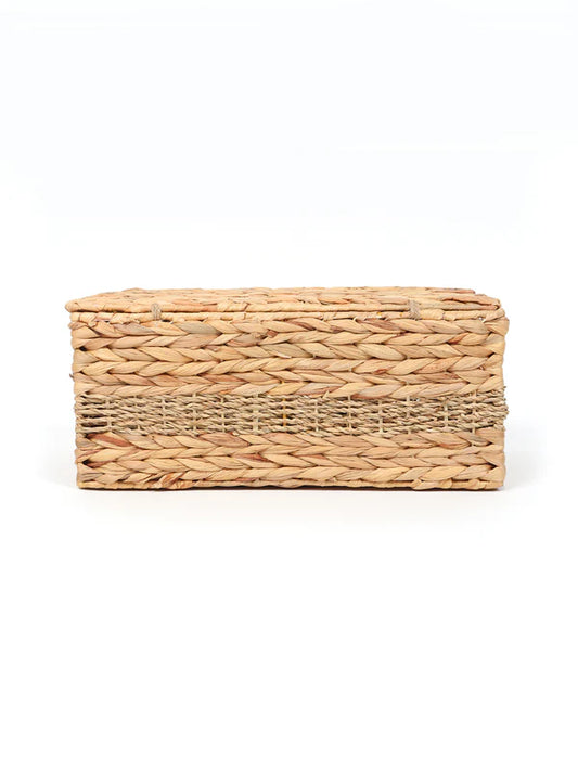 Eco-Friendly Seagrass Lid Box for Scarves, Belts & Wardrobe Essentials