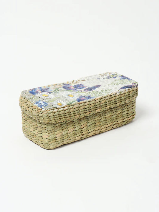 Handmade Long Seagrass Lid Box for Closet & Wardrobe Organization