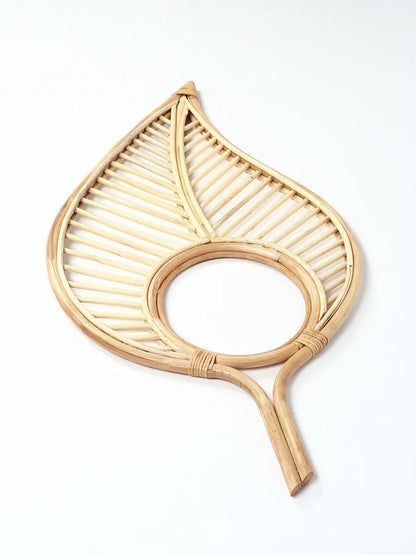 Natural Rattan Frame Wall Mirror for Living Room, Bedroom, and Entryway
