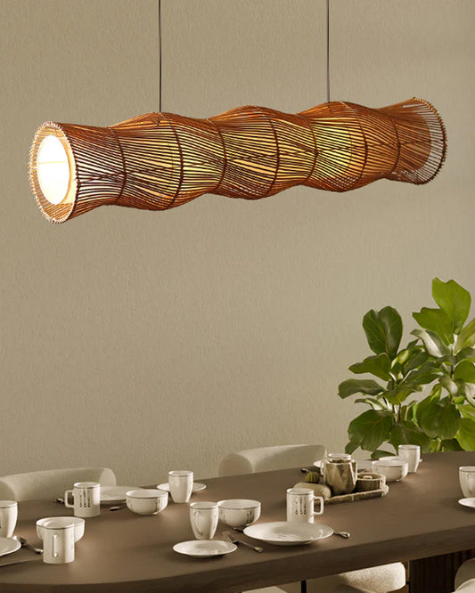Boho Bamboo Ceiling Light for Dining Room and Home