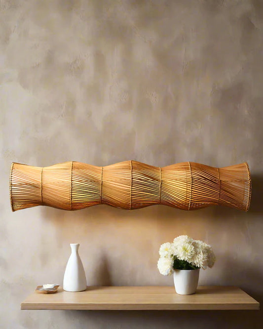 Boho Bamboo Ceiling Light for Dining Room and Home