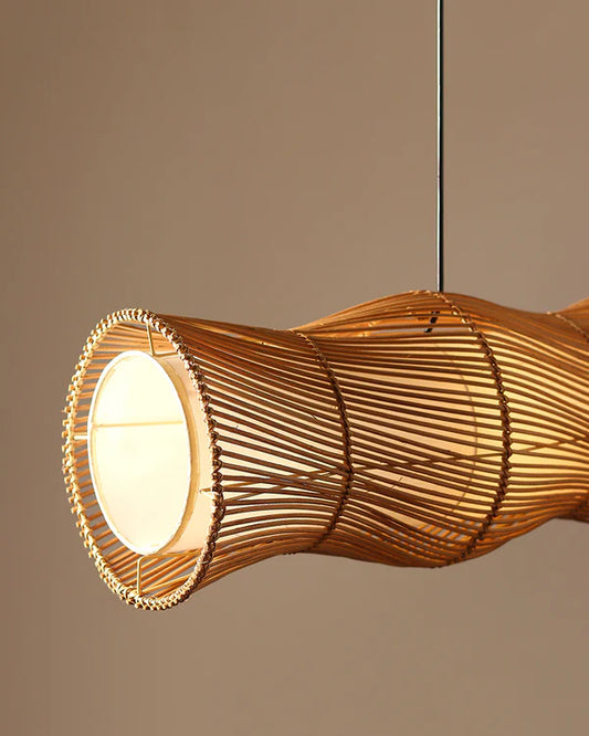 Boho Bamboo Ceiling Light for Dining Room and Home