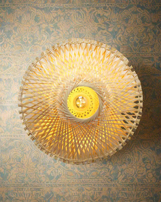Boho Bamboo Wall Lamp for Living Room Decoration