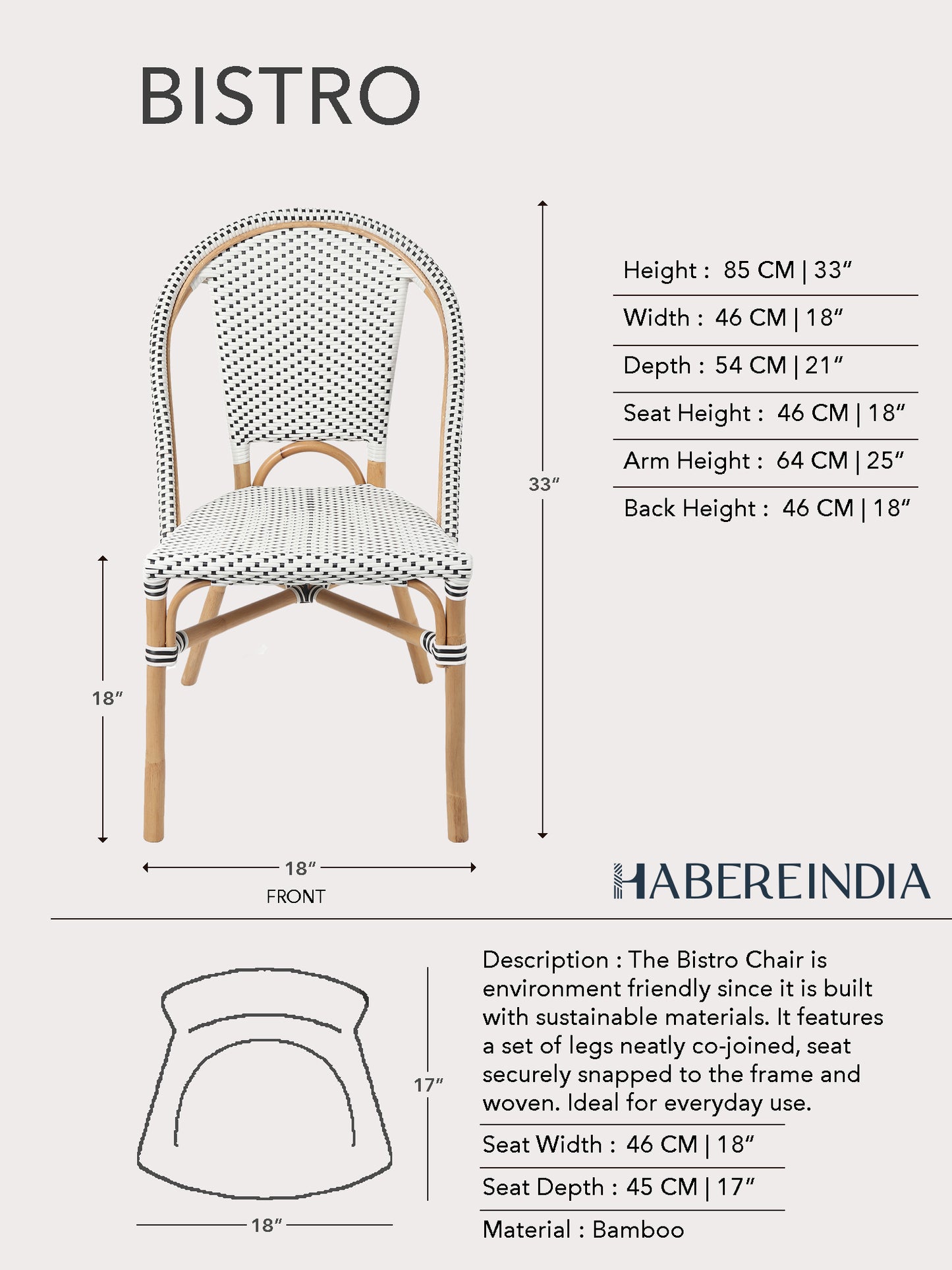 Bistro Bamboo Chair | Cane Chair | Garden Chair