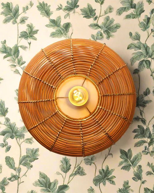 Boho Rattan Wall Lamp for Balcony and Living Room