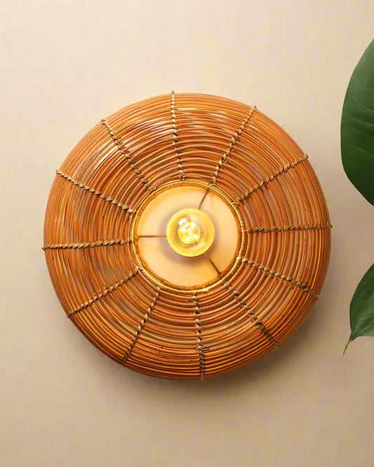 Boho Rattan Wall Lamp for Balcony and Living Room