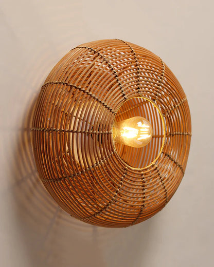 Boho Rattan Wall Lamp for Balcony and Living Room