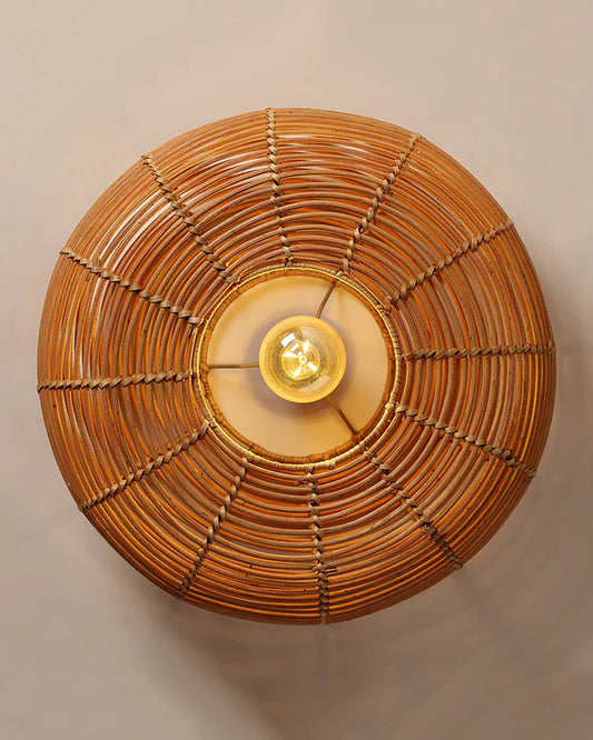 Boho Rattan Wall Lamp for Balcony and Living Room