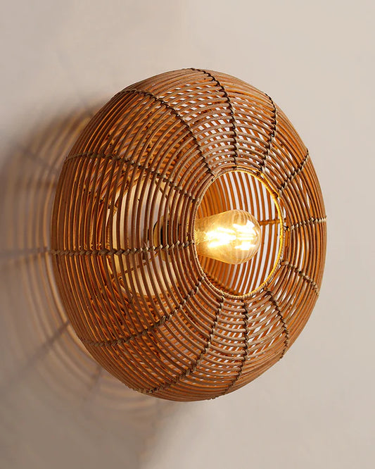 Boho Rattan Wall Lamp for Balcony and Living Room