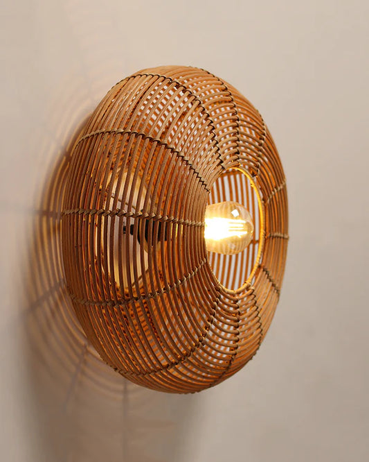 Boho Rattan Wall Lamp for Balcony and Living Room