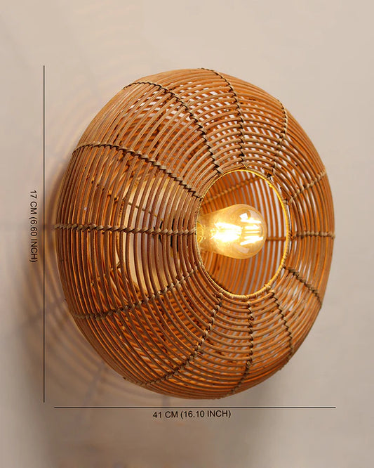 Boho Rattan Wall Lamp for Balcony and Living Room