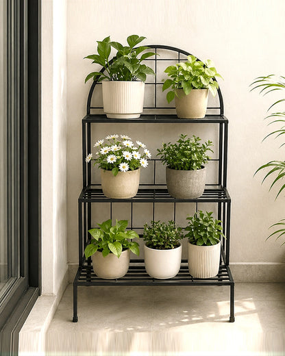 3 Tier Iron Plant Stand with Anti Rust Coating for Balcony and Living Room
