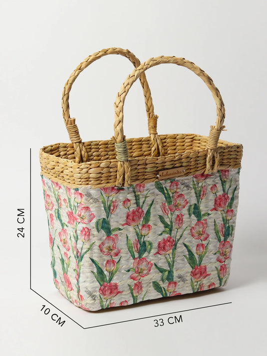 Natural Seagrass Tote Bag for Shopping, Picnic & Everyday Use