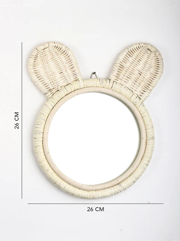 Rustic Handmade Rattan Wall Mirror for Bedroom, Bathroom, or Hallway Accent