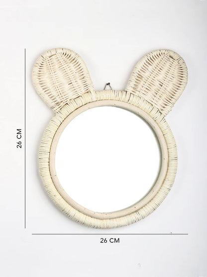 Rustic Handmade Rattan Wall Mirror for Bedroom, Bathroom, or Hallway Accent