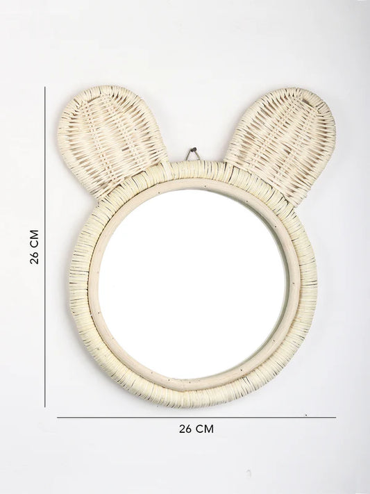 Rustic Handmade Rattan Wall Mirror for Bedroom, Bathroom, or Hallway Accent