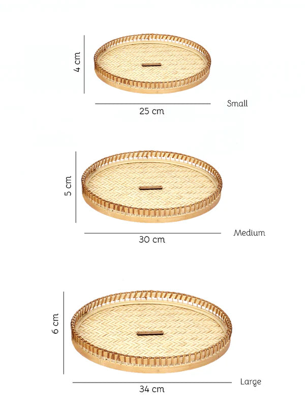 Bambustablett | Cane Geschenkkorb Tablett 3er Set