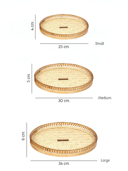 Bambustablett | Cane Geschenkkorb Tablett 3er Set