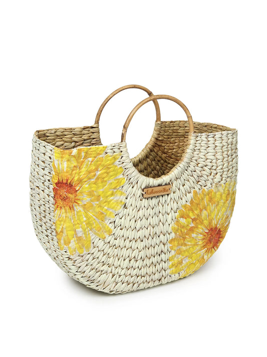 Handwoven Seagrass Beach Tote for Shopping, Storage & Markets