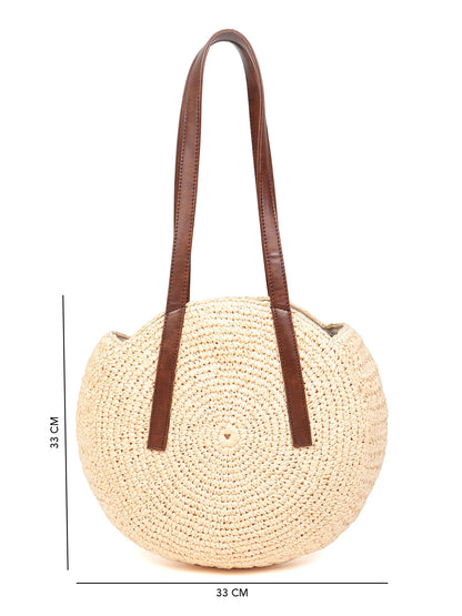Handcrafted Raffia Round Tote Handbag