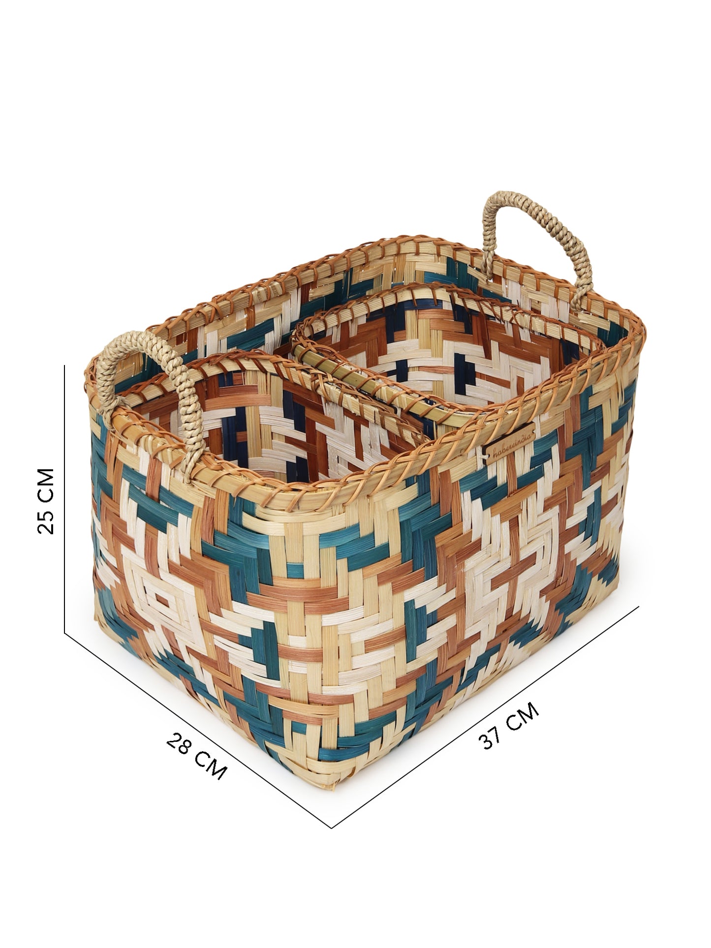 Bamboo Storage Basket | Shelf Baskets with Handle Set of 3