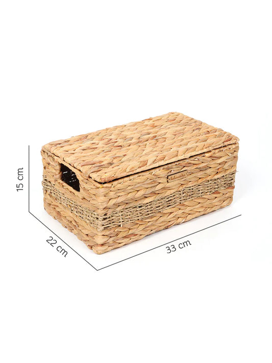 Eco-Friendly Seagrass Lid Box for Scarves, Belts & Wardrobe Essentials