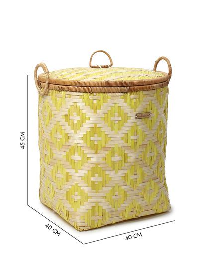 Bamboo Storage Basket | Wicker Laundry Basket With Lid